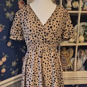 SHEIN Tan Polka Dot Mini Dress